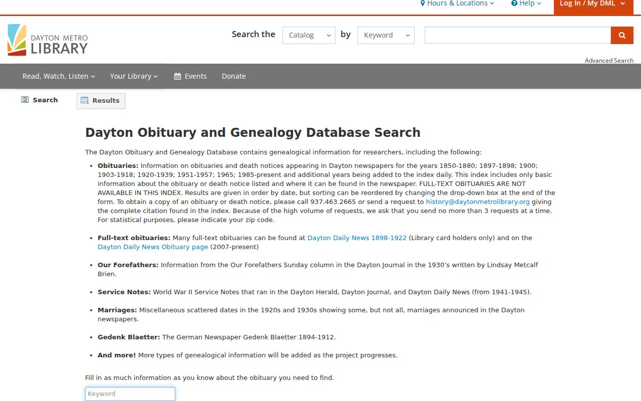 Harrison Township city directory follow-up through the Dayton obituary and genealogy index