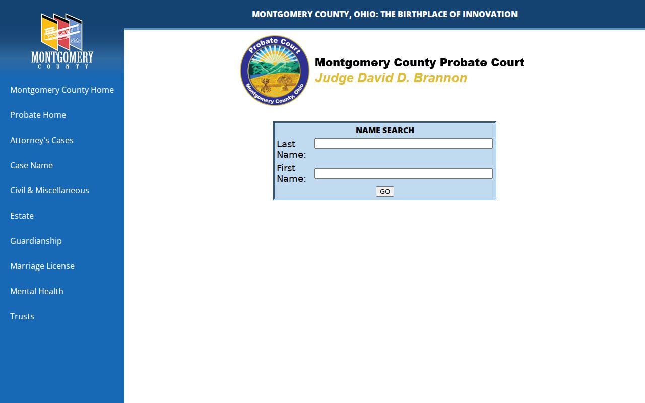 Harrison Township resident lookup Montgomery County Probate Court search