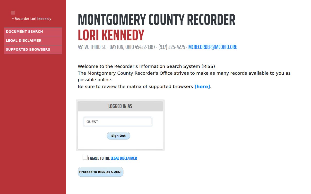 Harrison Township street directory Recorder RISS name search fields